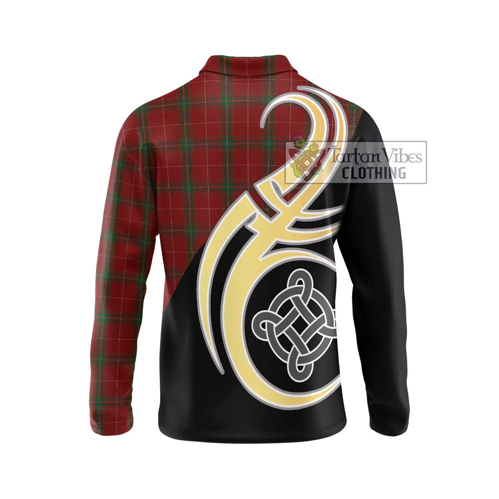 Carruthers Tartan Long Sleeve Polo Shirt with Family Crest and Celtic Symbol Style - Tartan Vibes Clothing