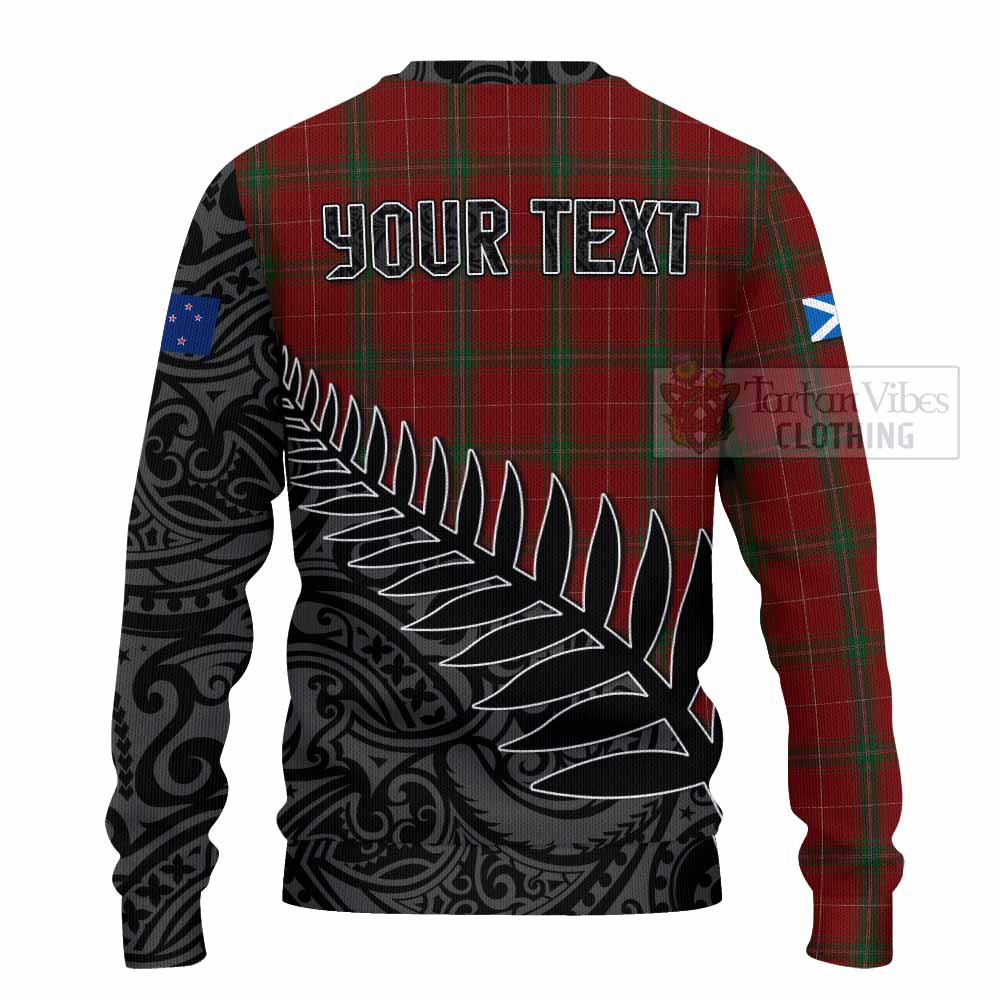 Tartan Vibes Clothing Carruthers Crest Tartan Knitted Sweater with New Zealand Silver Fern Half Style