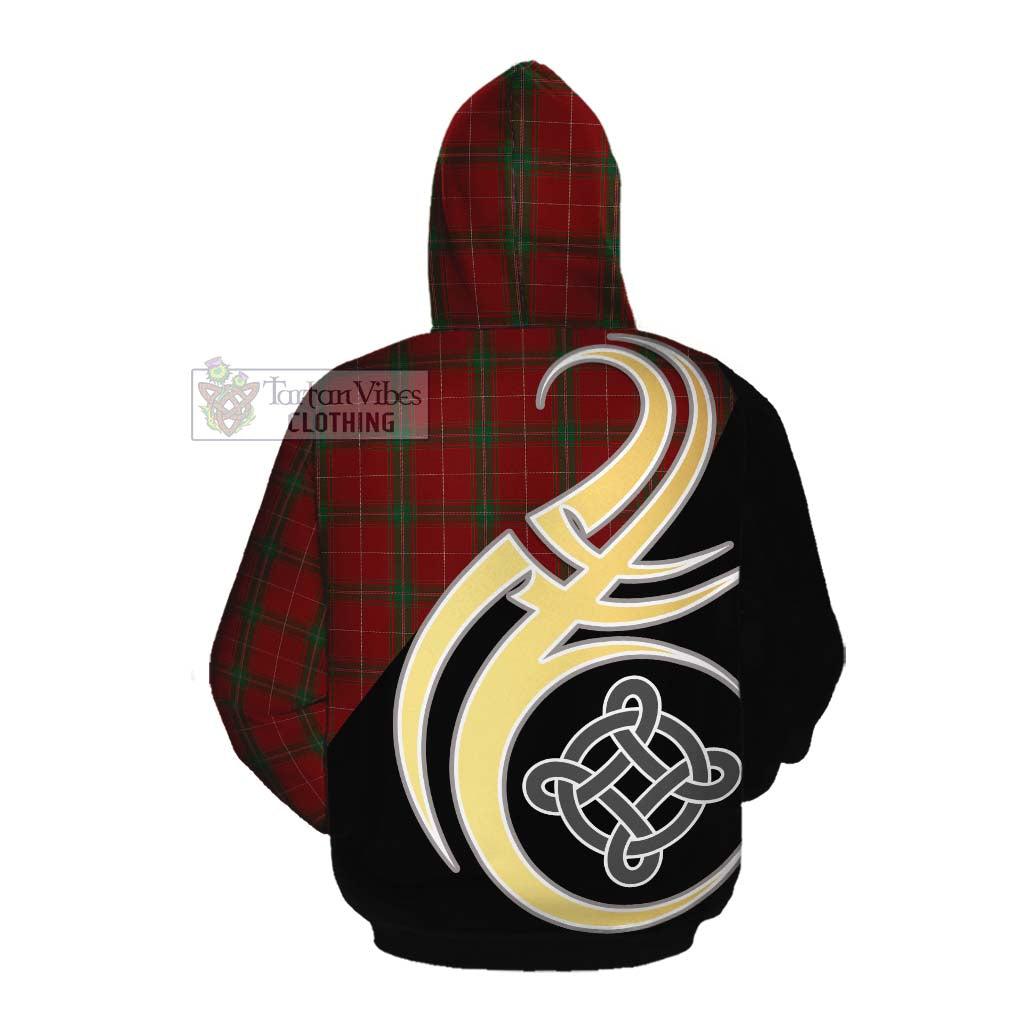 Tartan Vibes Clothing Carruthers Tartan Cotton Hoodie with Family Crest and Celtic Symbol Style