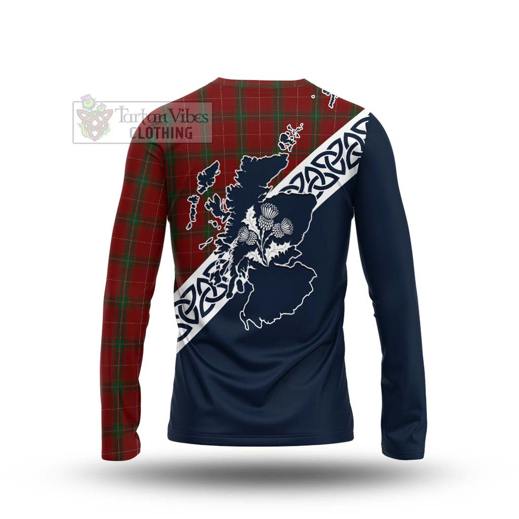 Tartan Vibes Clothing Carruthers Tartan Long Sleeve T-Shirt Featuring Thistle and Scotland Map