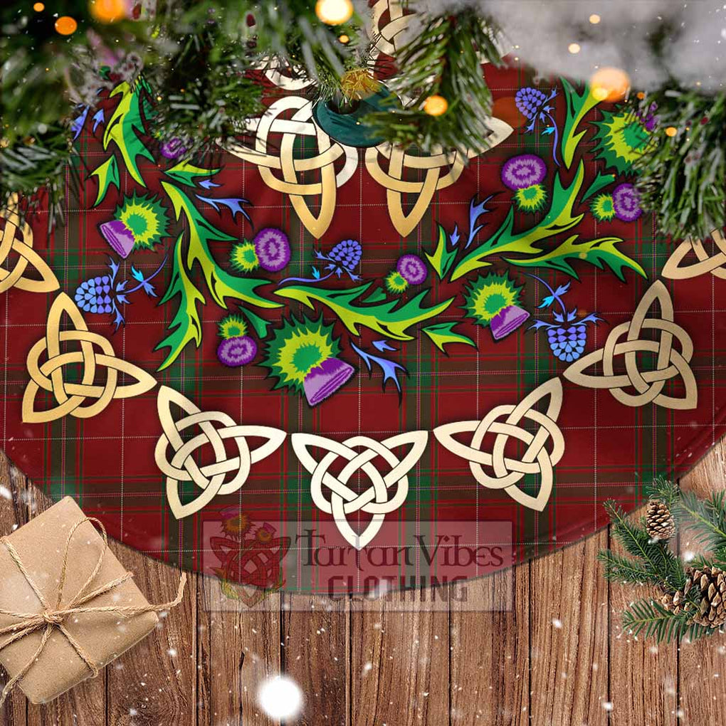 Tartan Vibes Clothing Carruthers Tartan Christmas Tree Skirt with Thistle Celtic Knot Style