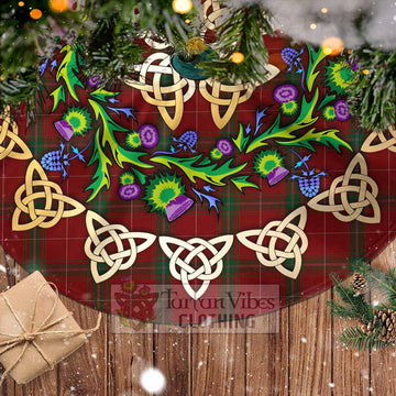 Carruthers Tartan Christmas Tree Skirt with Thistle Celtic Knot Style