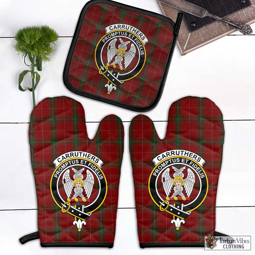 Carruthers Tartan Combo Oven Mitt & Pot-Holder with Family Crest Combo 1 Oven Mitt & 1 Pot-Holder Black - Tartan Vibes Clothing