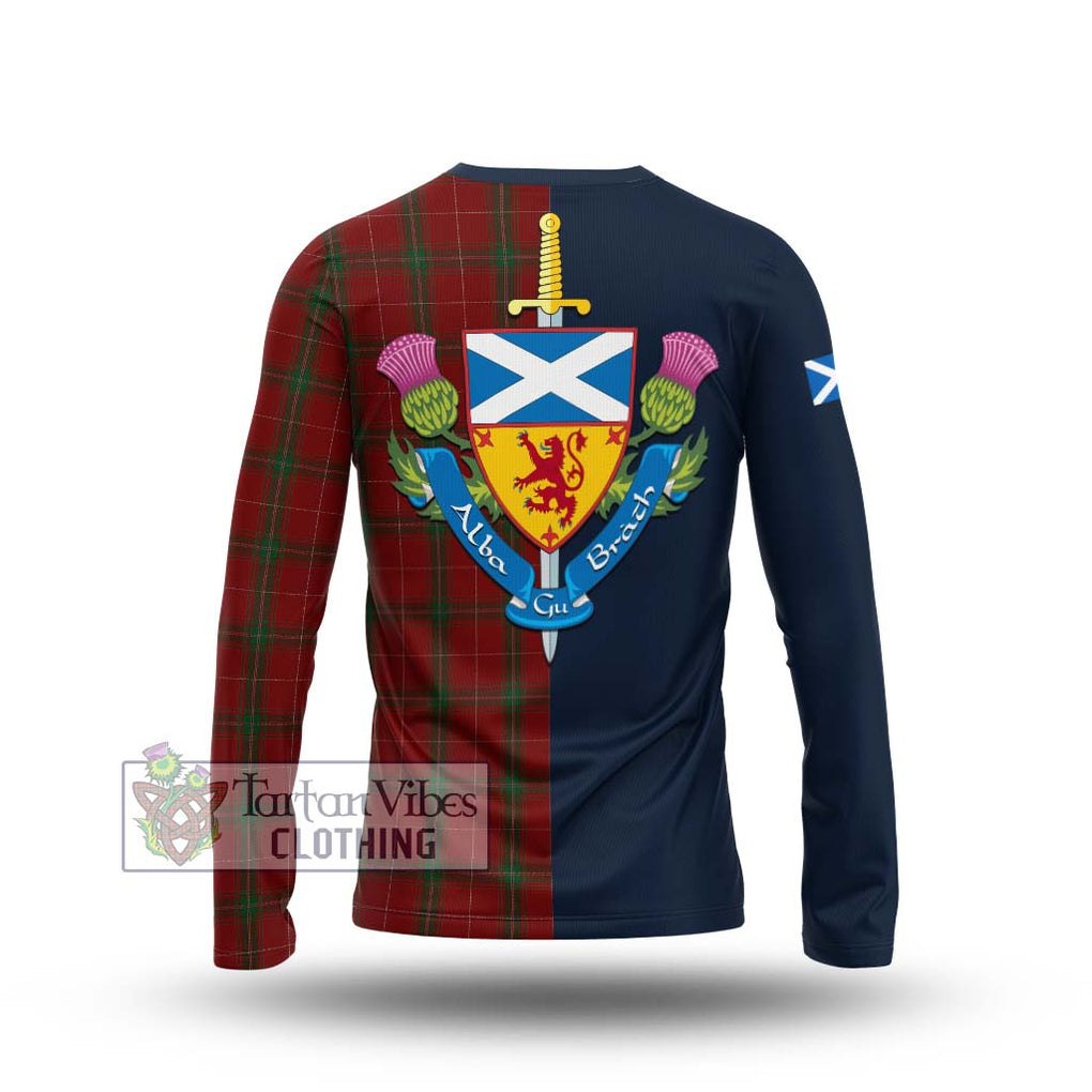 Tartan Vibes Clothing Carruthers Tartan Long Sleeve T-Shirt with Scottish Lion Royal Arm Half Style