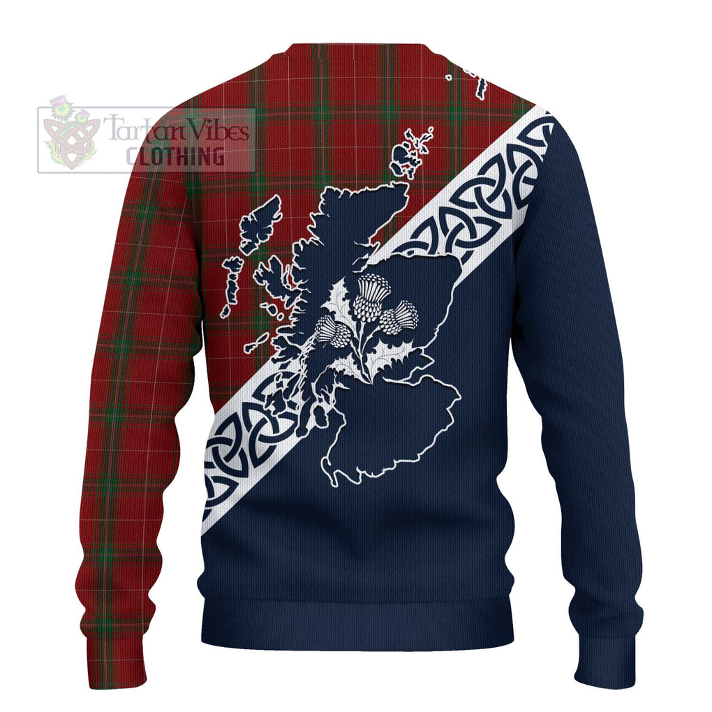 Tartan Vibes Clothing Carruthers Tartan Knitted Sweater Featuring Thistle and Scotland Map