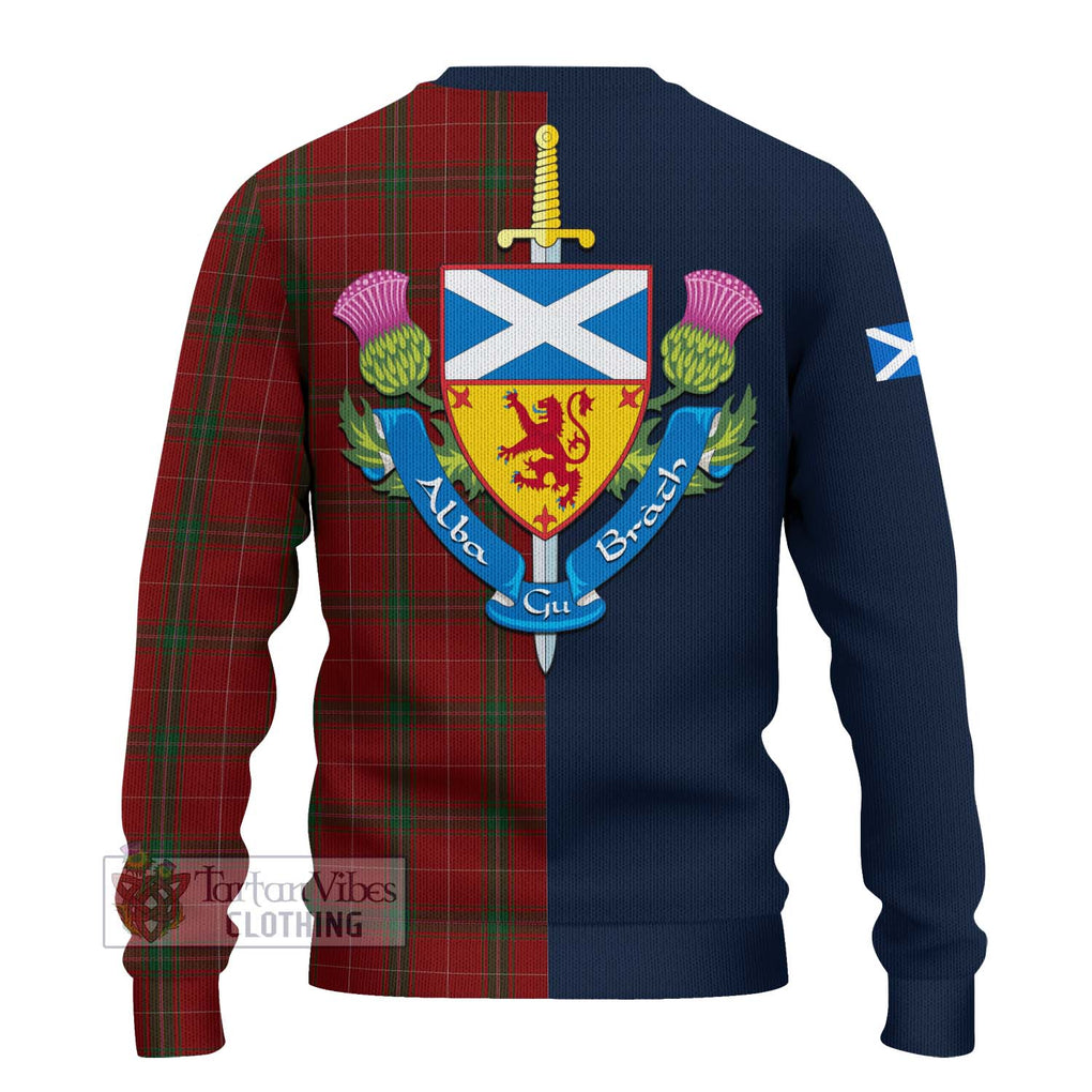 Tartan Vibes Clothing Carruthers Tartan Knitted Sweater with Scottish Lion Royal Arm Half Style