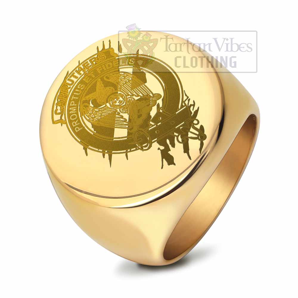 Tartan Vibes Clothing Carruthers Clan Crest Engraved Ring Scotland In Me Style