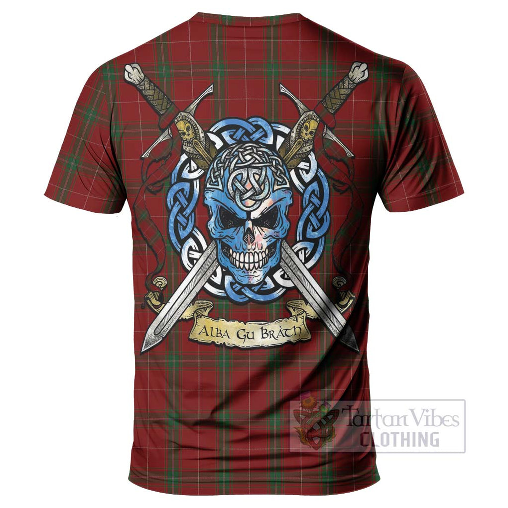 Tartan Vibes Clothing Carruthers Tartan T-Shirt with Family Crest Celtic Skull Style