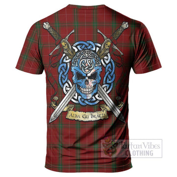 Carruthers Tartan T-Shirt with Family Crest Celtic Skull Style