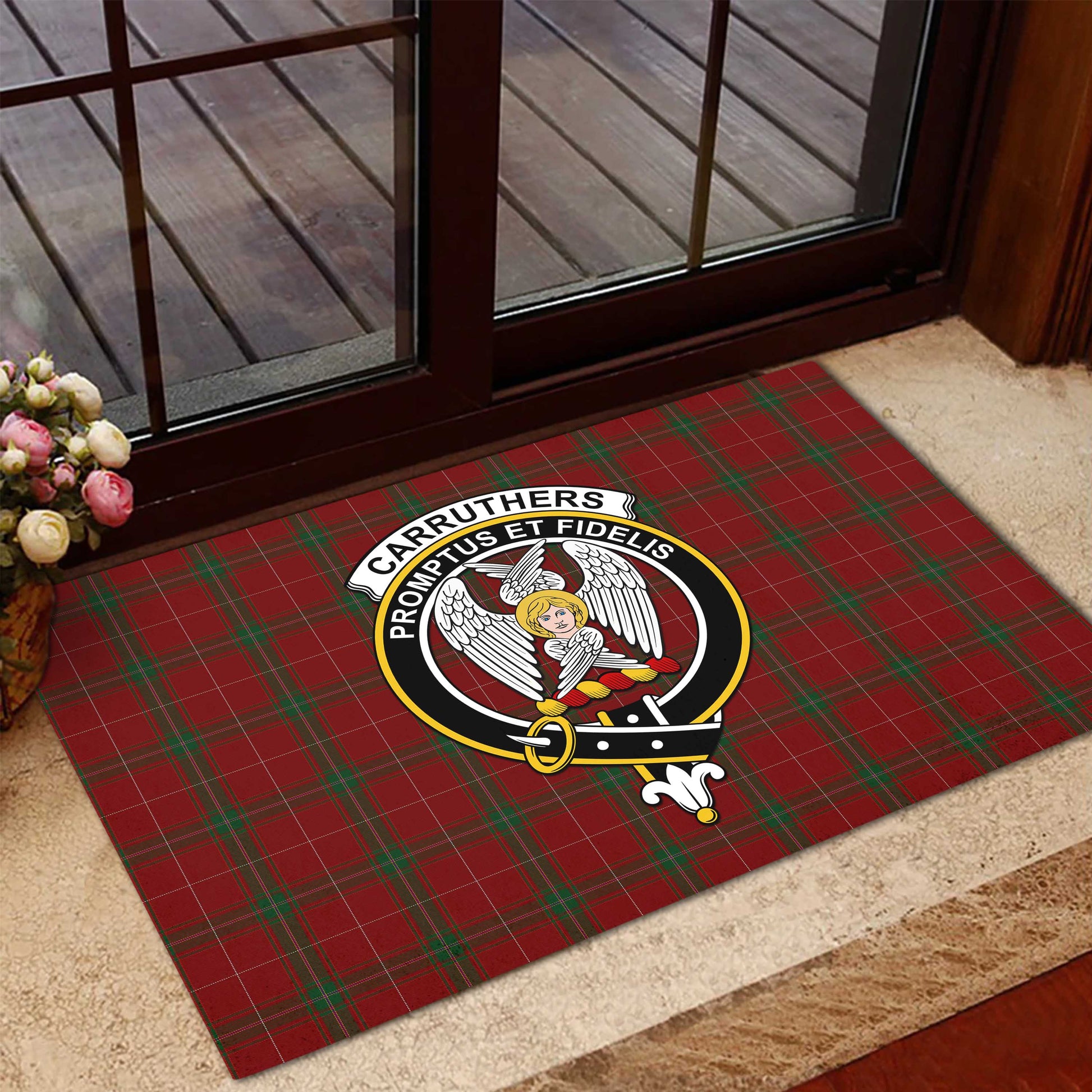 Carruthers Tartan Door Mat with Family Crest - Tartanvibesclothing