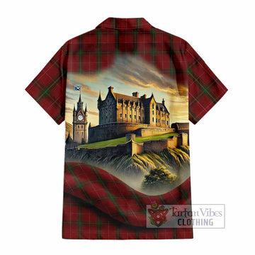 Carruthers Tartan Family Crest Hawaiian Shirt with Scottish Ancient Castle Style - Tartan Vibes Clothing