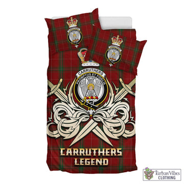 Carruthers Tartan Bedding Set with Clan Crest and the Golden Sword of Courageous Legacy