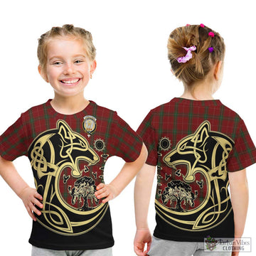 Carruthers Tartan Kid T-Shirt with Family Crest Celtic Wolf Style