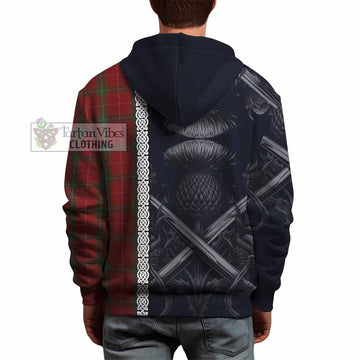 Carruthers Tartan Hoodie with Family Crest Cross Sword Thistle Celtic Vibes