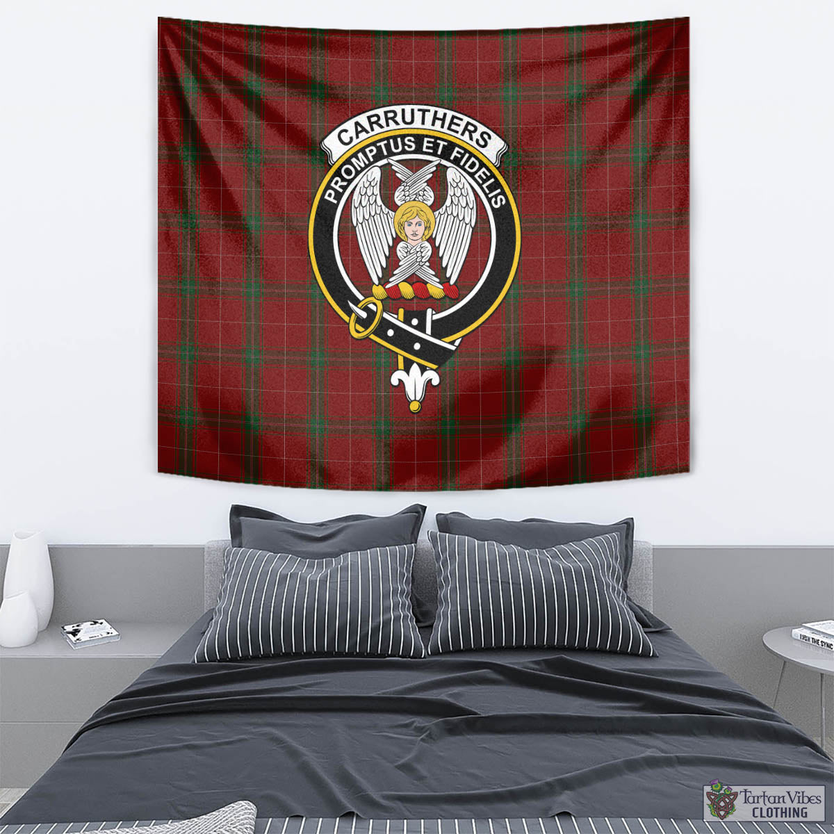 Tartan Vibes Clothing Carruthers Tartan Tapestry Wall Hanging and Home Decor for Room with Family Crest