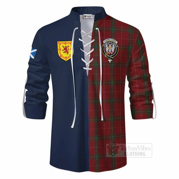 Carruthers Tartan Ghillie Kilt Shirt Alba with Scottish Lion Royal Arm Half Style