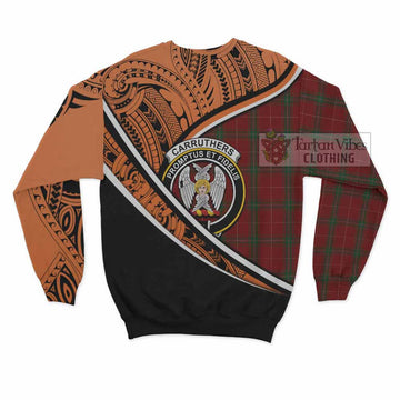 Carruthers Crest Tartan Sweatshirt with Polynesian Vibes Style - Orange Version