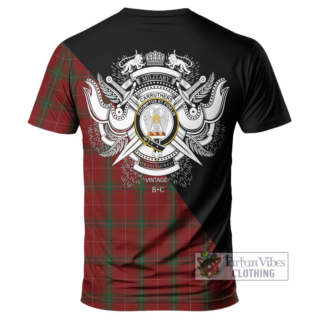 Carruthers Tartan T-Shirt with Family Crest and Military Logo Style - Tartanvibesclothing Shop