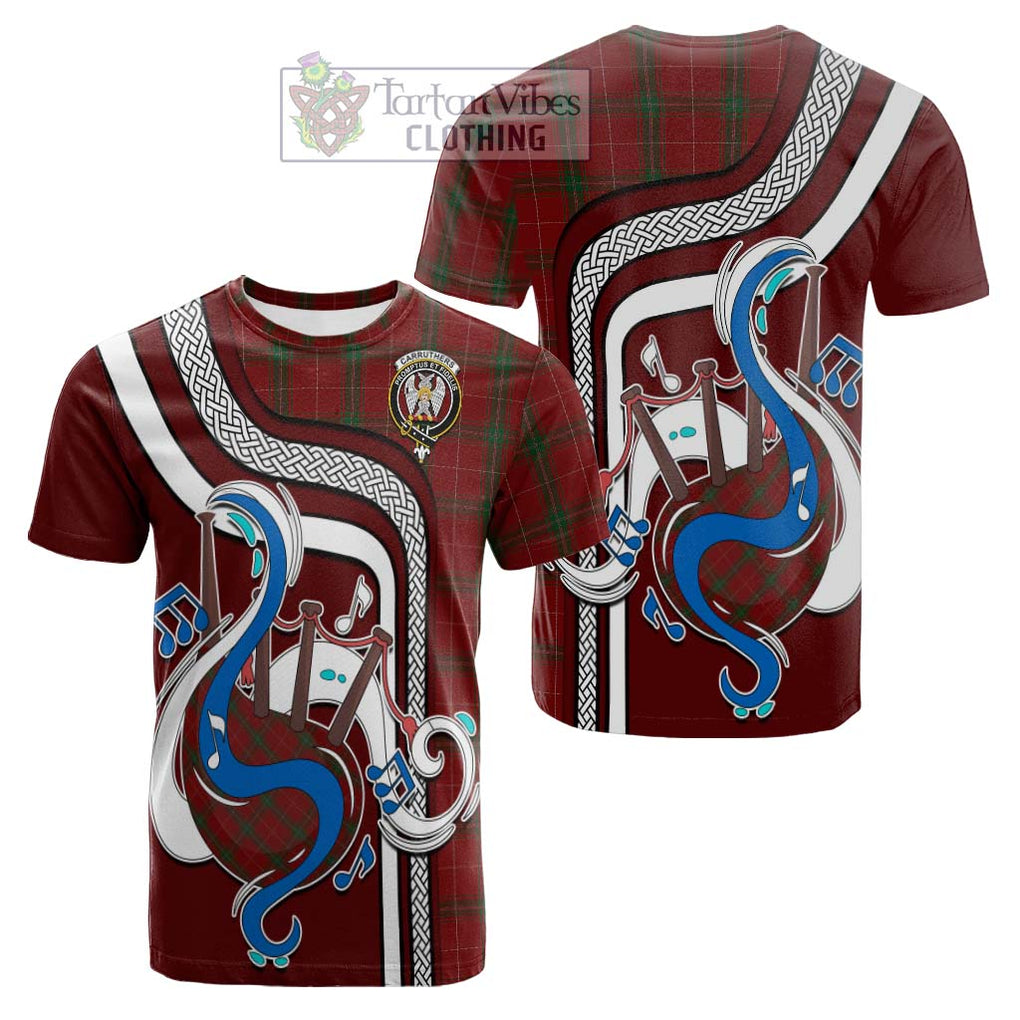 Tartan Vibes Clothing Carruthers Tartan Cotton T-shirt with Epic Bagpipe Style