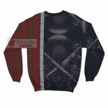 Carruthers Tartan Sweatshirt with Family Crest Cross Sword Thistle Celtic Vibes