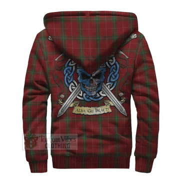 Carruthers Tartan Sherpa Hoodie with Family Crest Celtic Skull Style