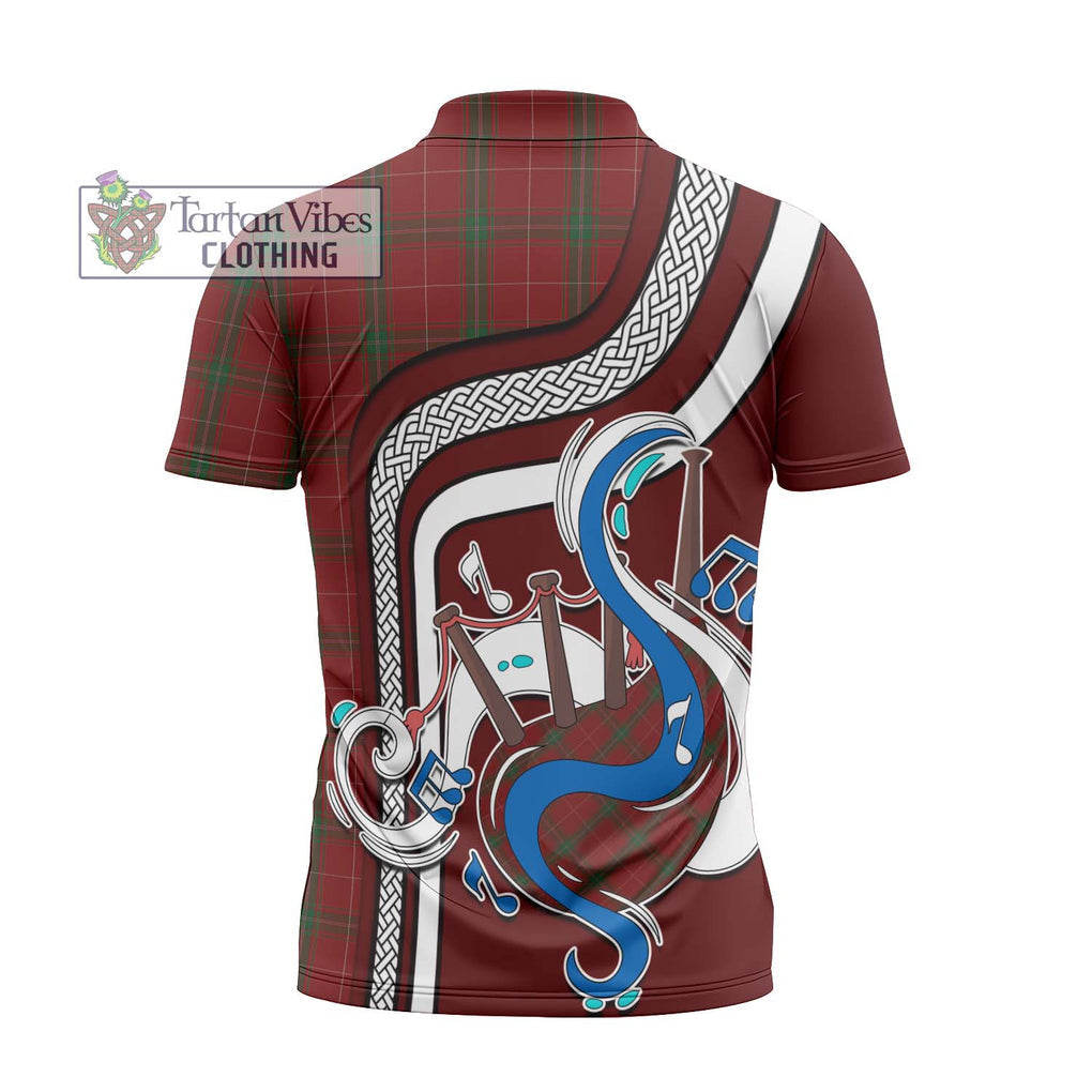 Carruthers Tartan Zipper Polo Shirt with Epic Bagpipe Style - Tartanvibesclothing Shop