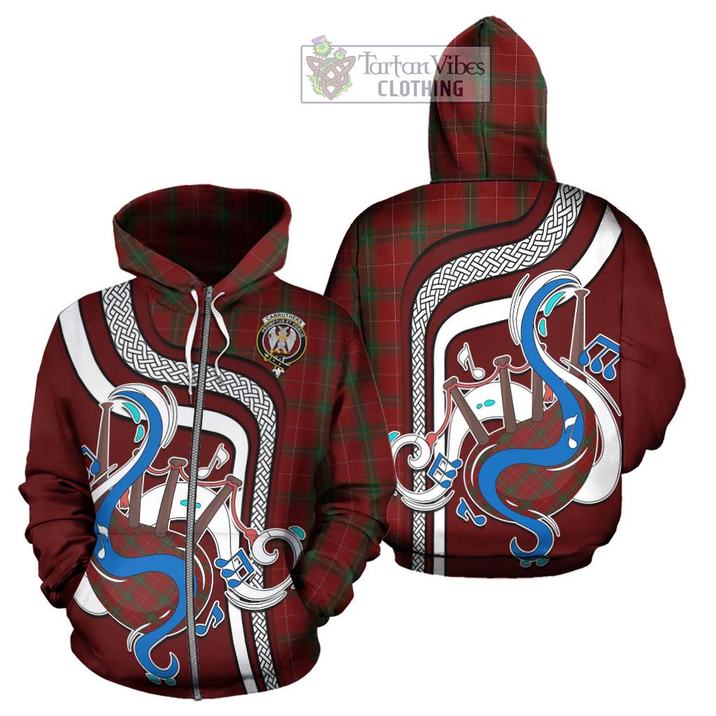 Carruthers Tartan Hoodie with Epic Bagpipe Style - Tartanvibesclothing Shop