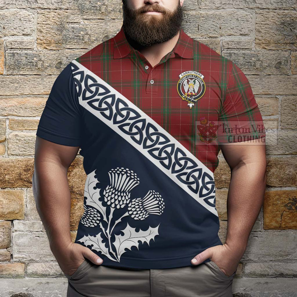 Carruthers Tartan Polo Shirt Featuring Thistle and Scotland Map