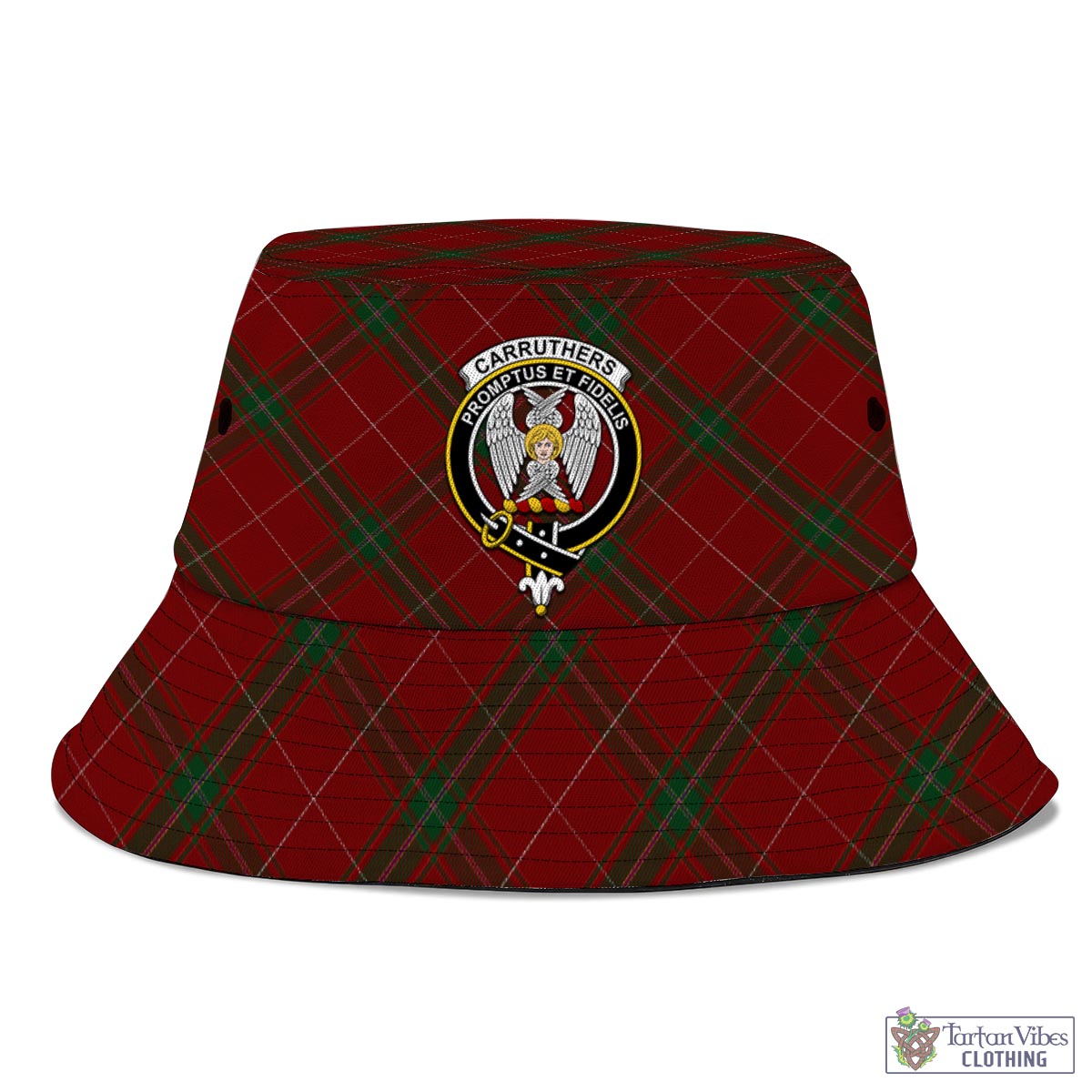 Tartan Vibes Clothing Carruthers Tartan Bucket Hat with Family Crest