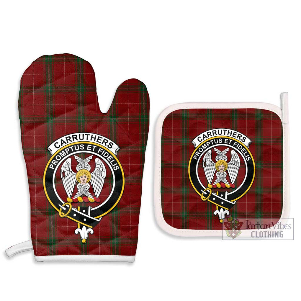 Carruthers Tartan Combo Oven Mitt & Pot-Holder with Family Crest Combo 1 Oven Mitt & 2 Pot-Holder White - Tartan Vibes Clothing