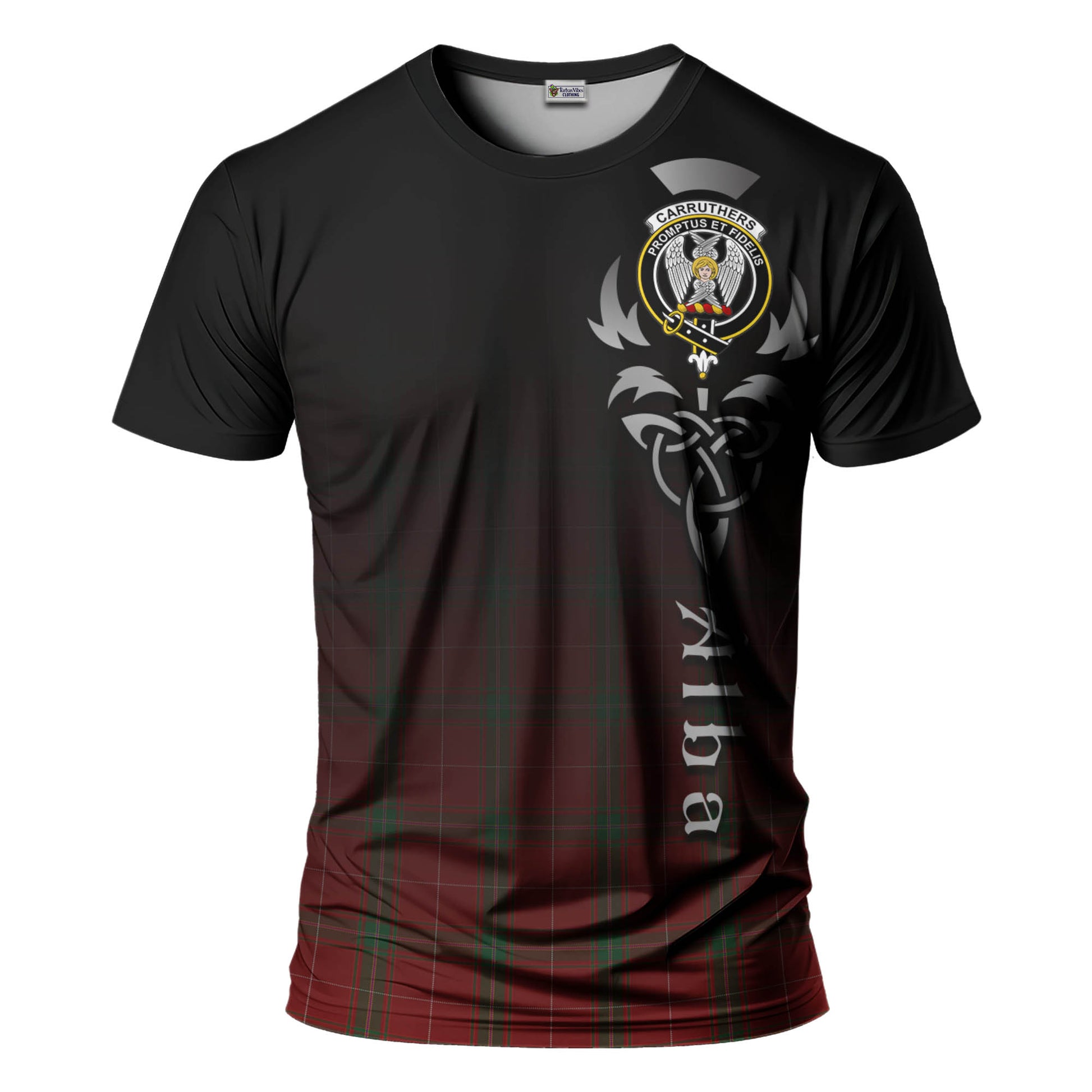 Tartan Vibes Clothing Carruthers Tartan T-Shirt Featuring Alba Gu Brath Family Crest Celtic Inspired