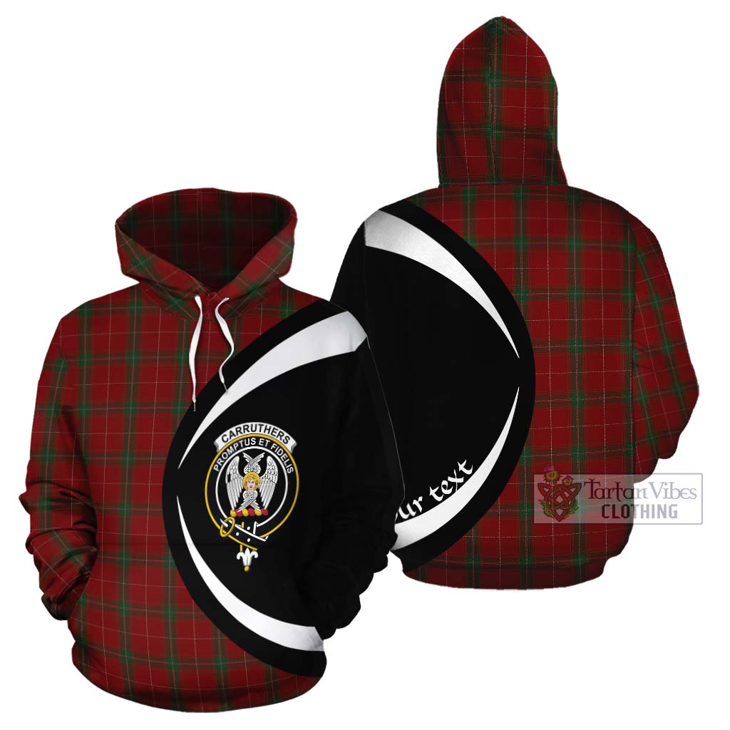 Tartan Vibes Clothing Carruthers Tartan Cotton Hoodie with Family Crest Circle Style