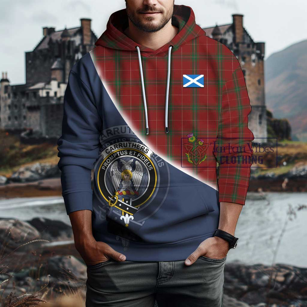 Carruthers Tartan Hoodie with Personalised National Flag and Family Crest Half Style - Tartanvibesclothing Shop