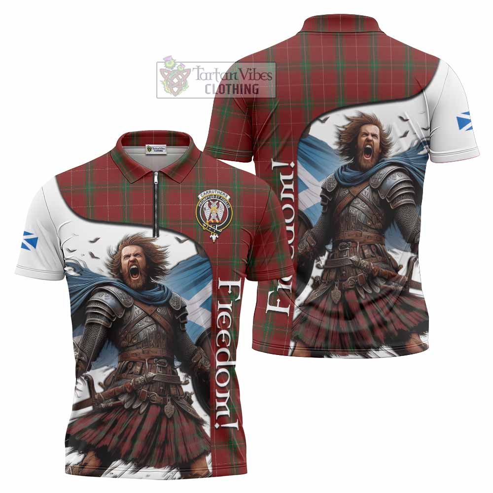 Tartan Vibes Clothing Carruthers Crest Tartan Zipper Polo Shirt Inspired by the Freedom of Scottish Warrior