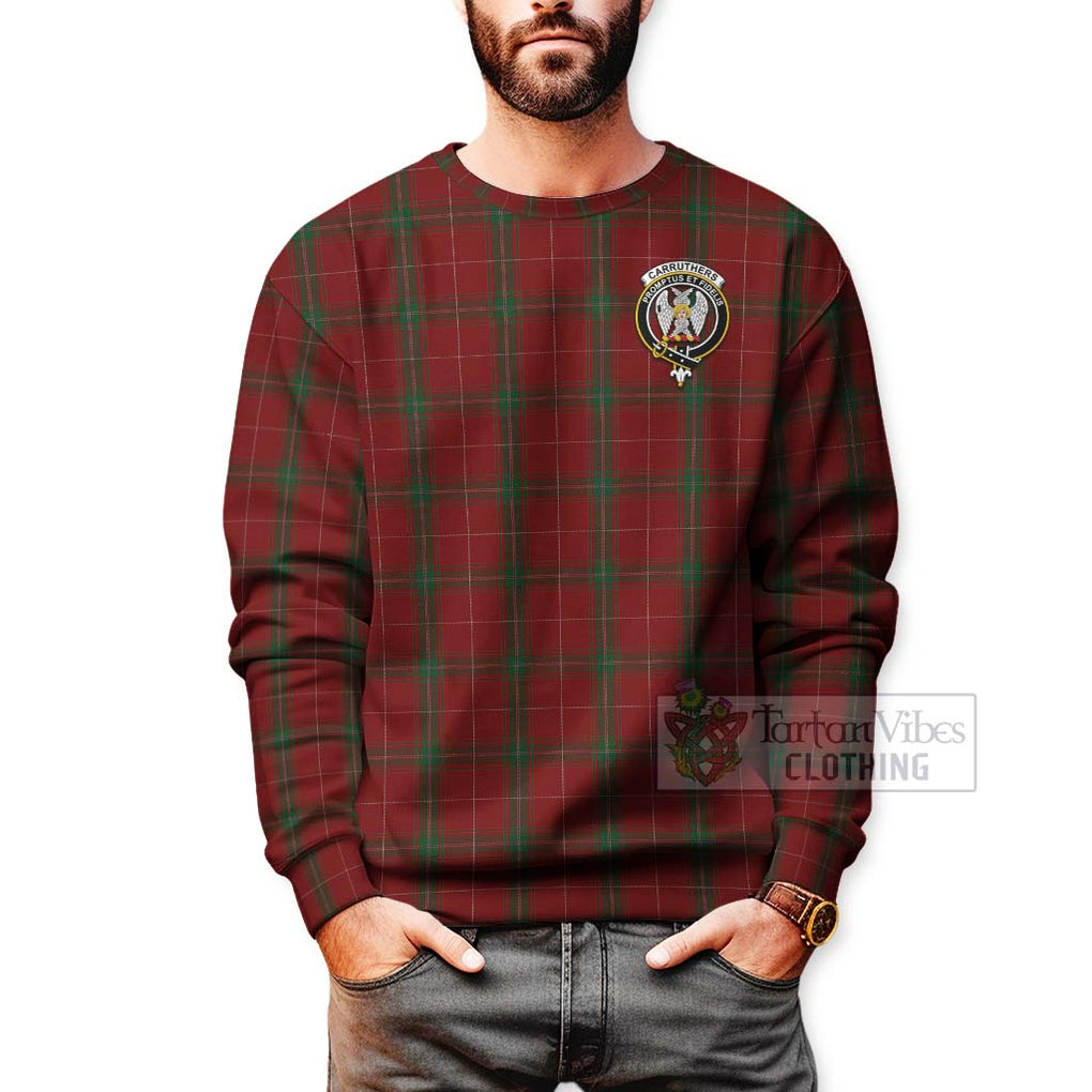 Tartan Vibes Clothing Carruthers Tartan Sweatshirt with Family Crest Celtic Skull Style