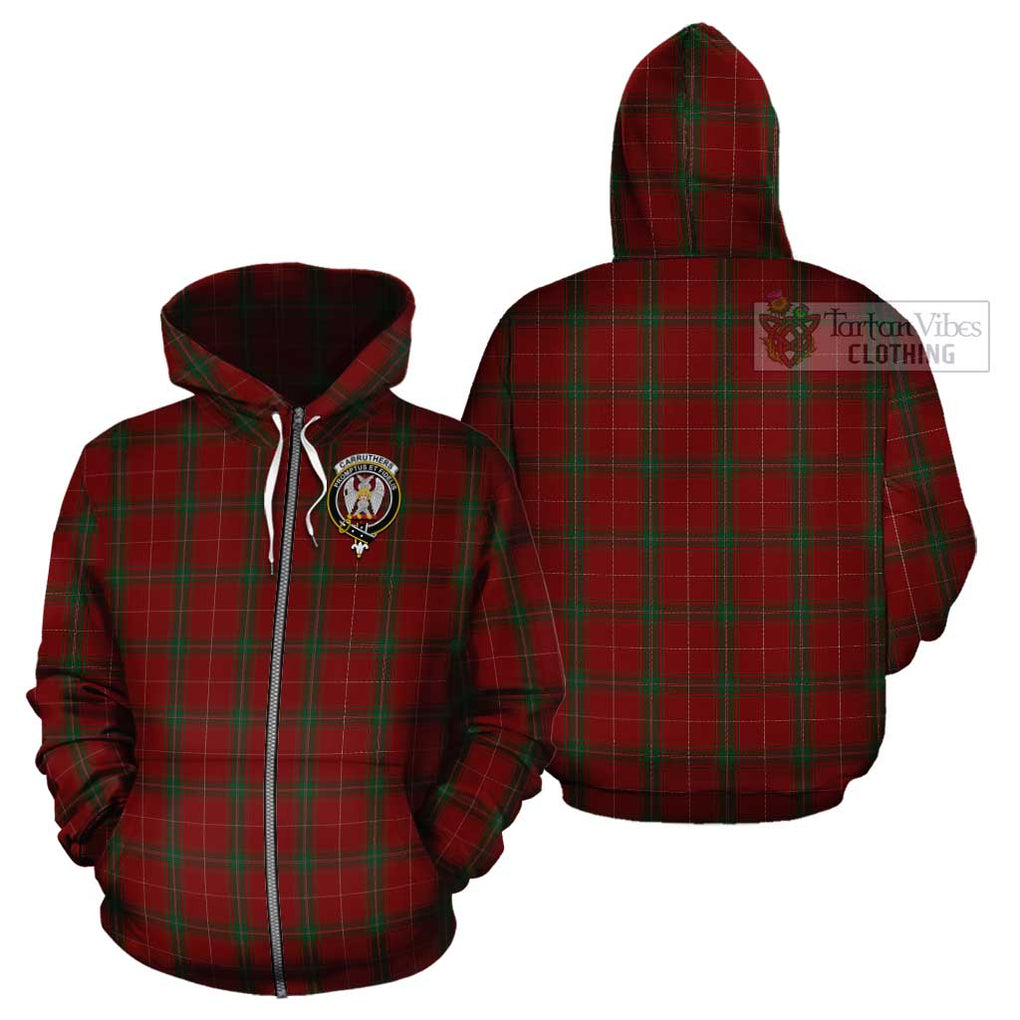 Carruthers Tartan Cotton Hoodie with Family Crest Zip Hoodie - Tartan Vibes Clothing