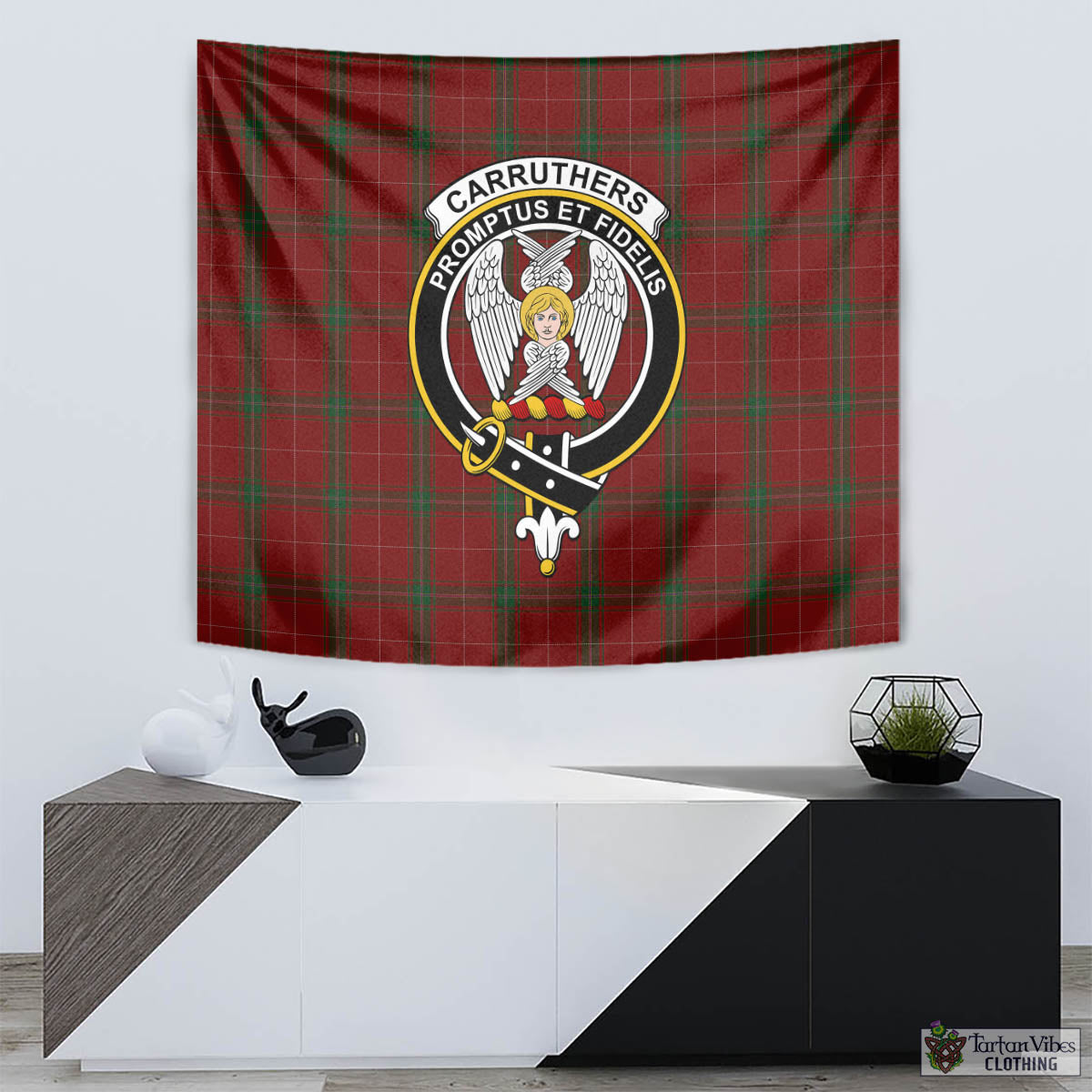 Tartan Vibes Clothing Carruthers Tartan Tapestry Wall Hanging and Home Decor for Room with Family Crest