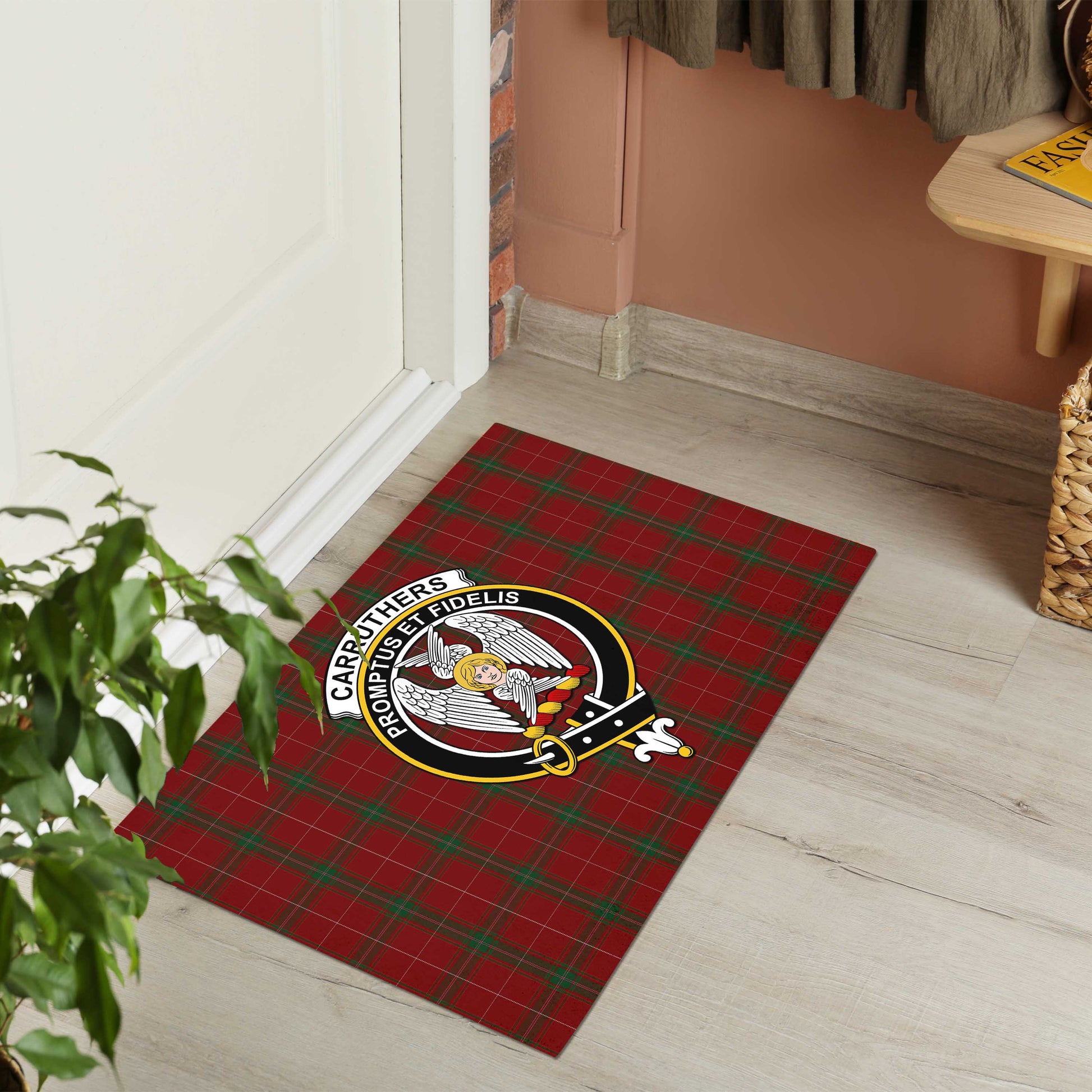 Carruthers Tartan Door Mat with Family Crest - Tartanvibesclothing