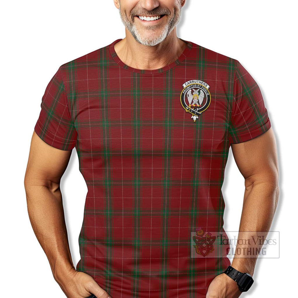 Tartan Vibes Clothing Carruthers Tartan T-Shirt with Family Crest Celtic Skull Style