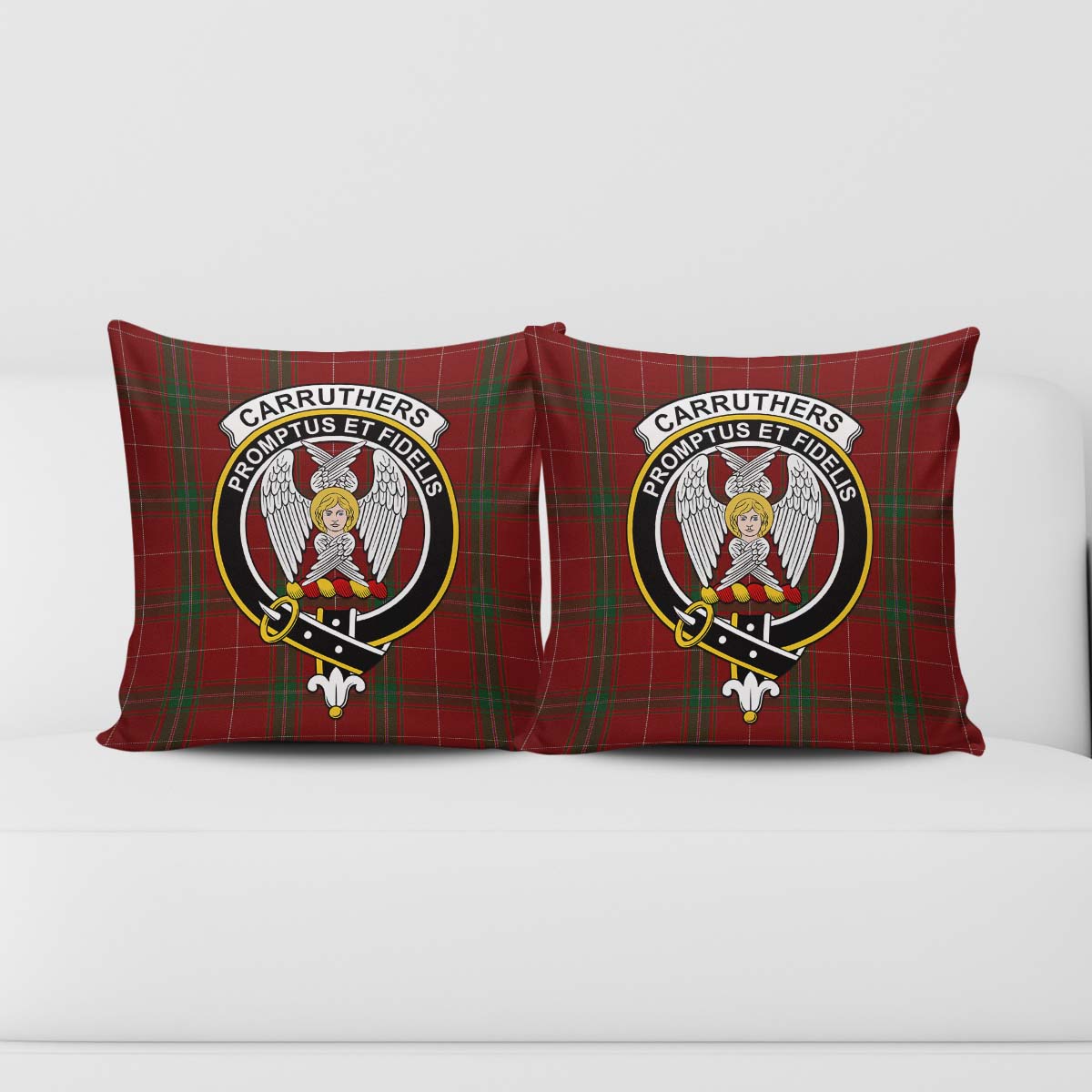 Carruthers Tartan Pillow Cover with Family Crest - Tartanvibesclothing