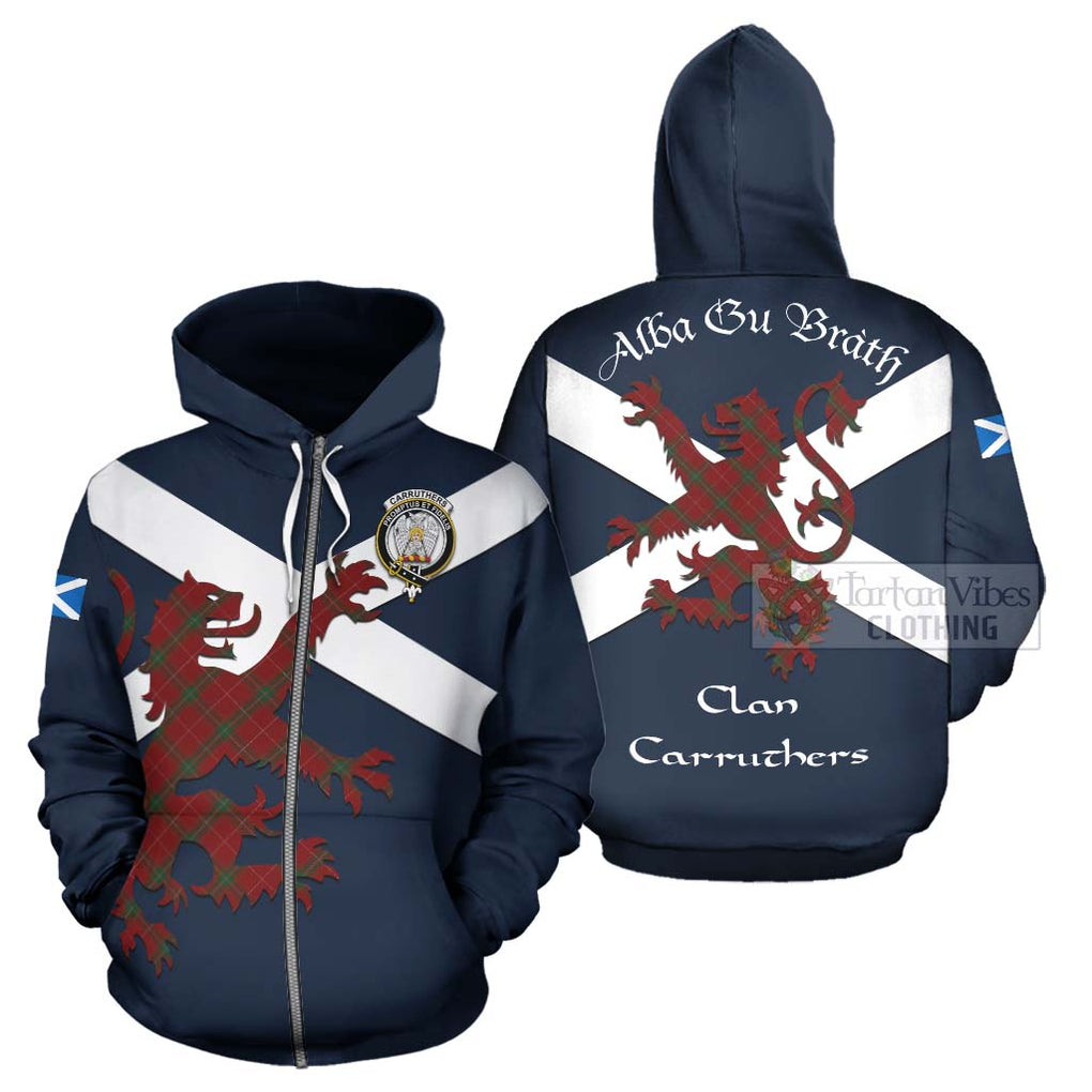 Tartan Vibes Clothing Carruthers Tartan Lion Rampant Hoodie – Proudly Display Your Heritage with Alba Gu Brath and Clan Name