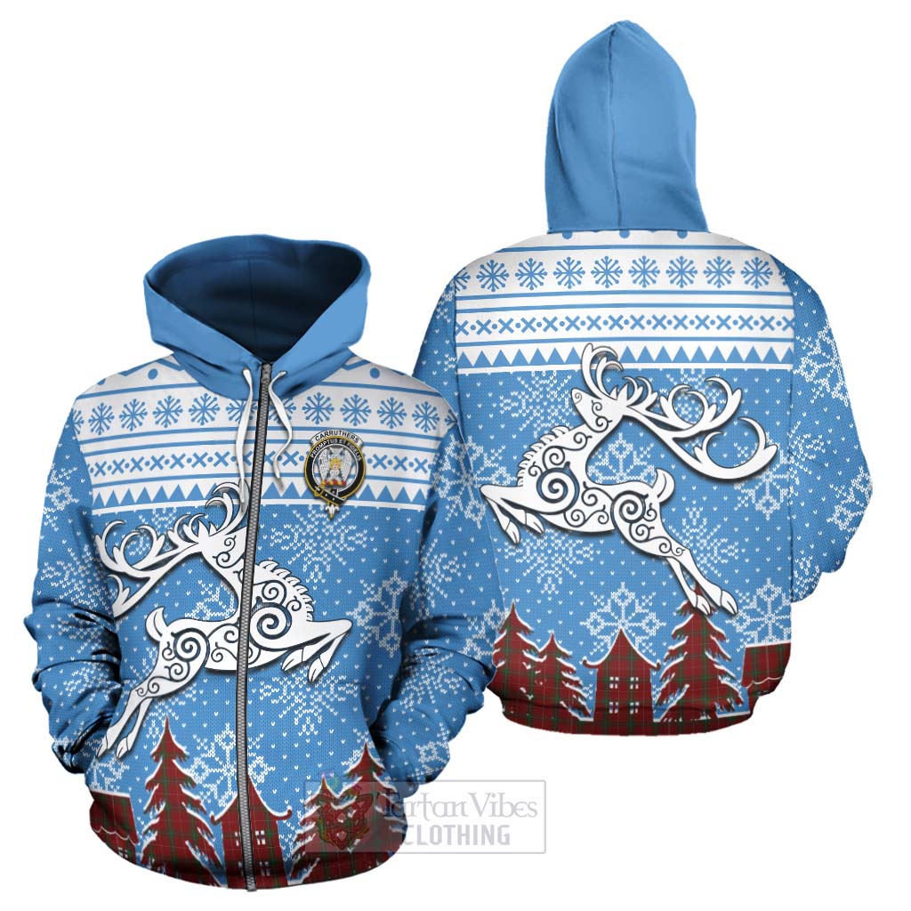 Tartan Vibes Clothing Carruthers Clan Christmas Hoodie Celtic Reindeer Style