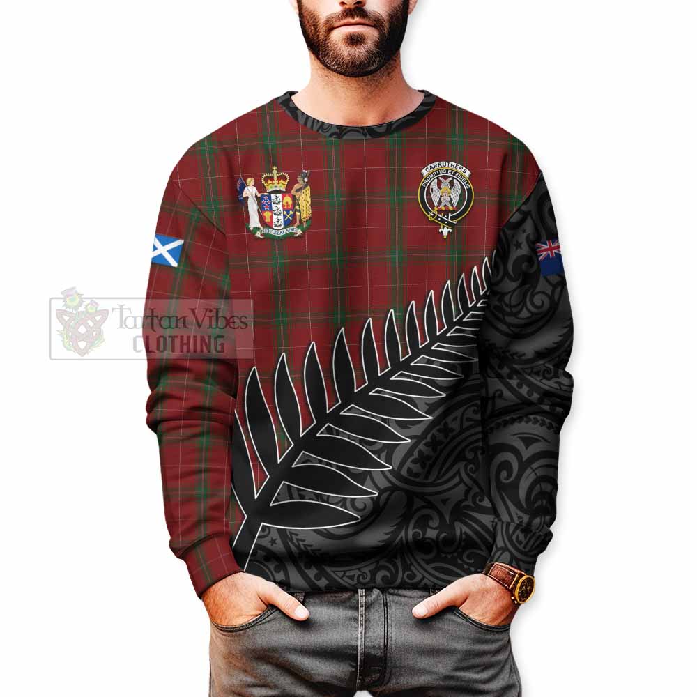 Tartan Vibes Clothing Carruthers Crest Tartan Sweatshirt with New Zealand Silver Fern Half Style