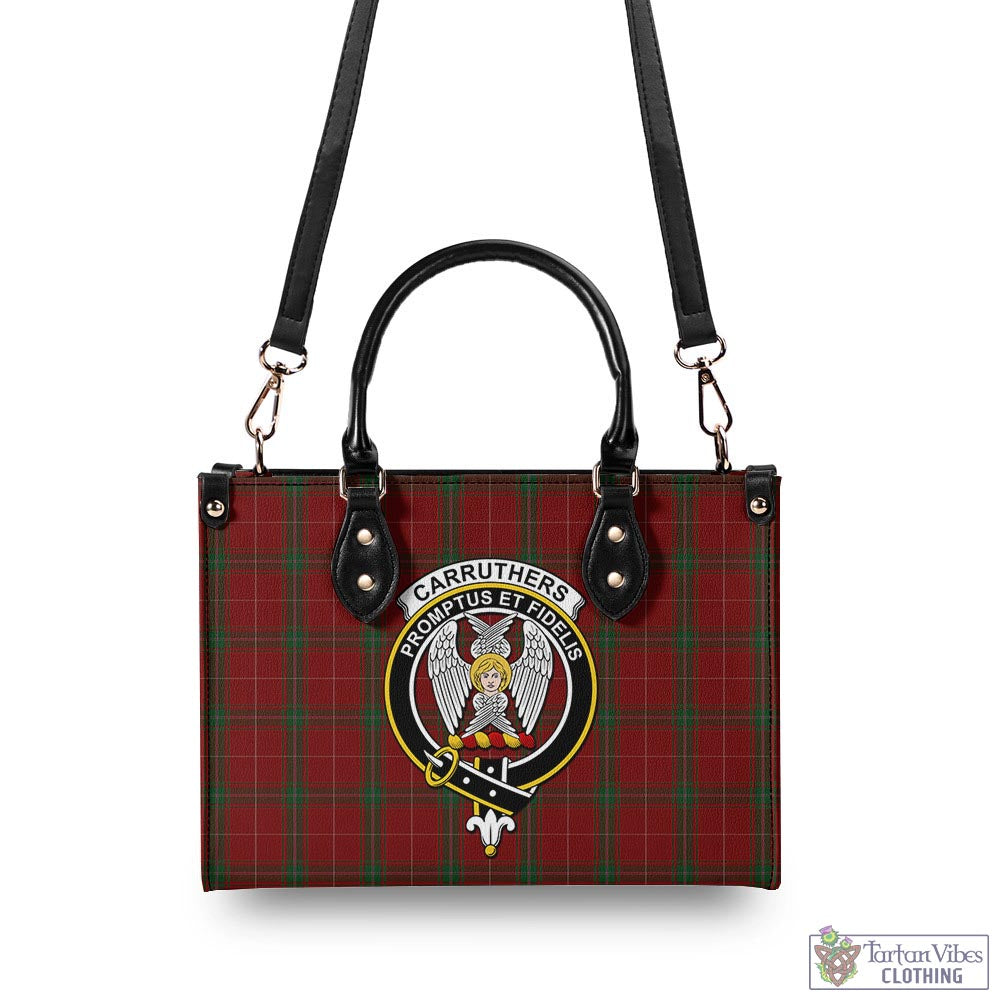 Tartan Vibes Clothing Carruthers Tartan Luxury Leather Handbags with Family Crest