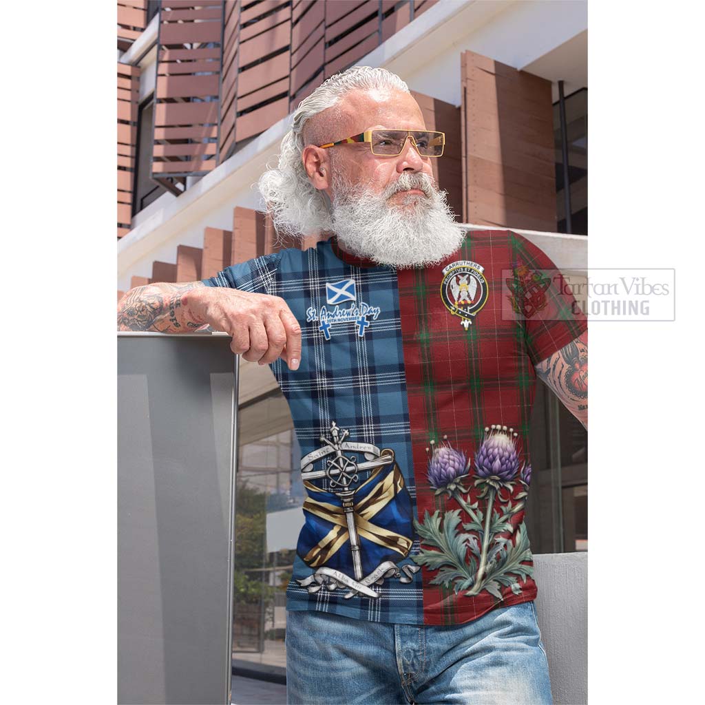 Tartan Vibes Clothing Carruthers Tartan Cotton T-shirt Happy St. Andrew's Day Half Tartan Style