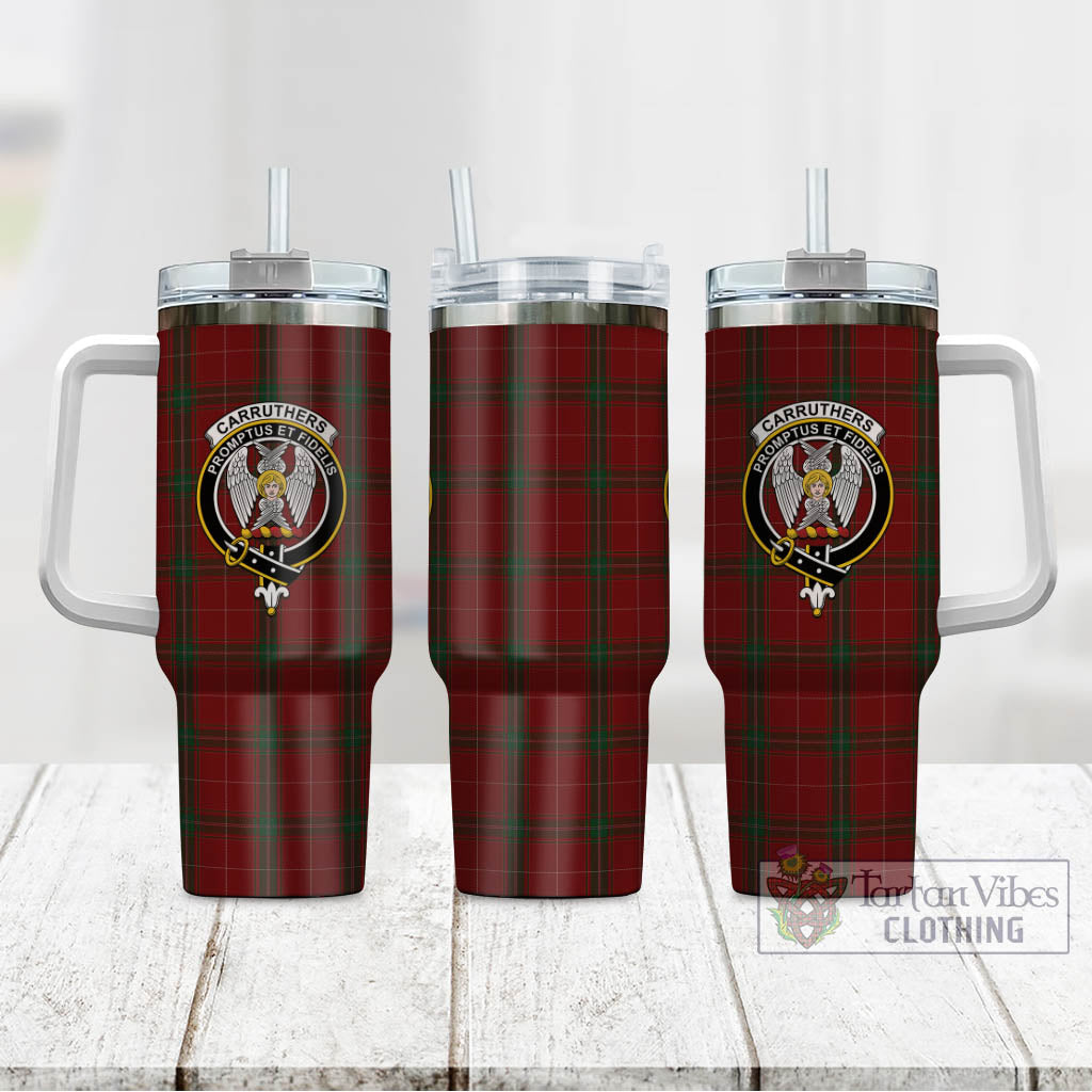 Tartan Vibes Clothing Carruthers Tartan and Family Crest Tumbler with Handle