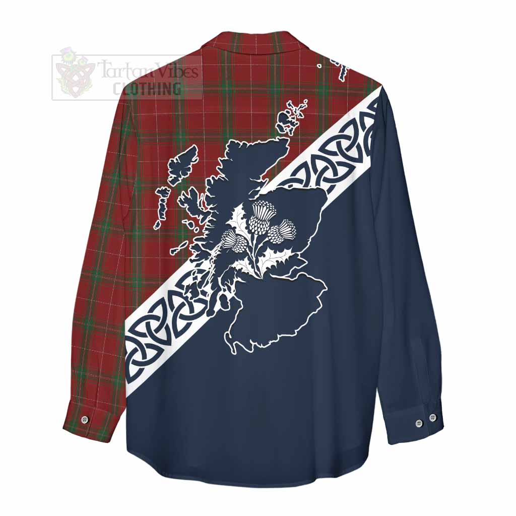 Tartan Vibes Clothing Carruthers Tartan Women's Casual Shirt Featuring Thistle and Scotland Map