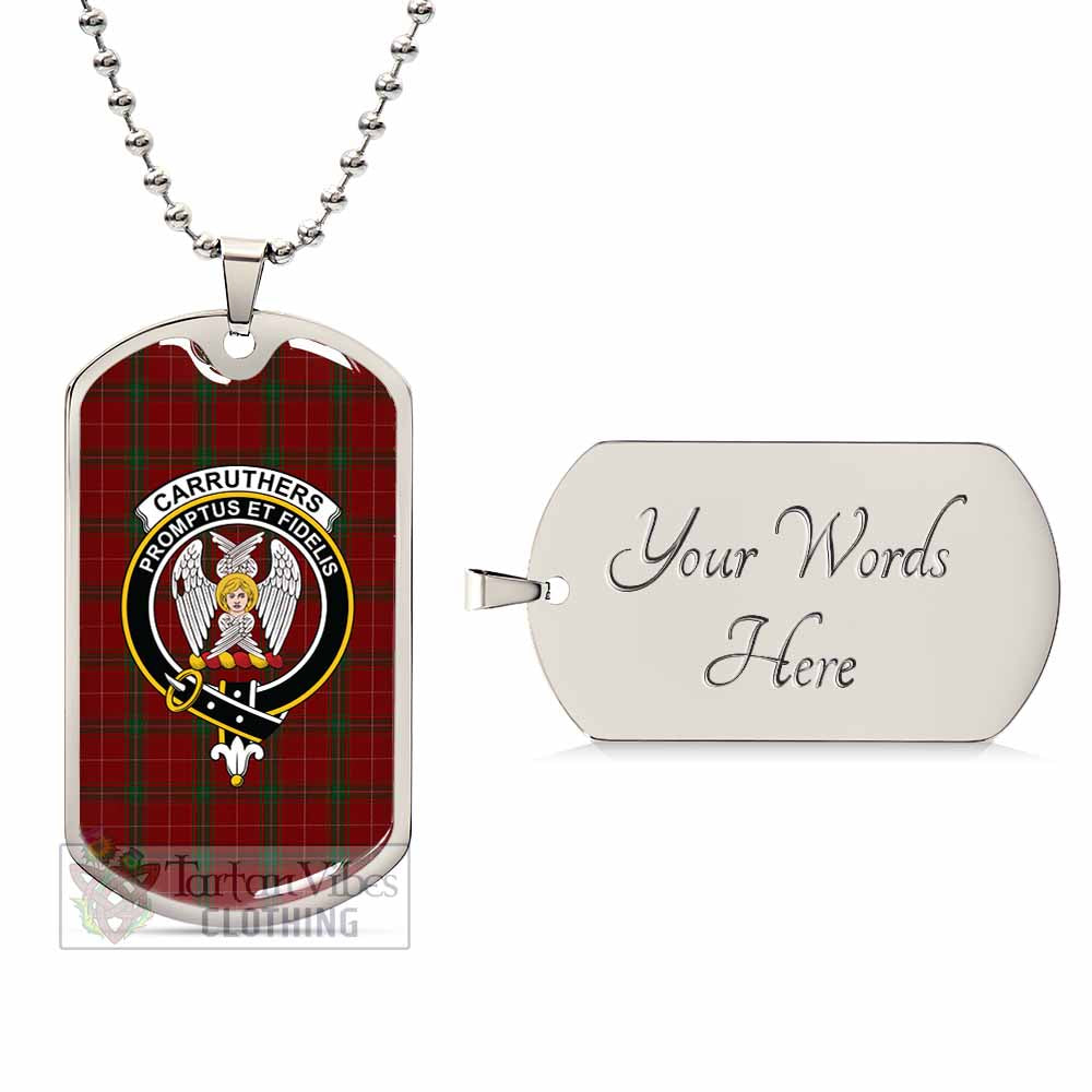 Tartan Vibes Clothing Carruthers Tartan Dog Tag Necklace with Family Crest