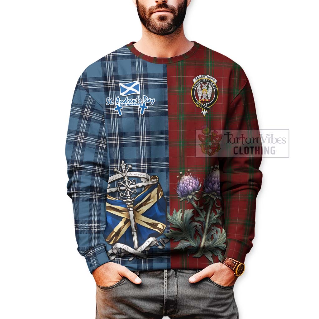 Tartan Vibes Clothing Carruthers Tartan Sweatshirt Happy St. Andrew's Day Half Tartan Style