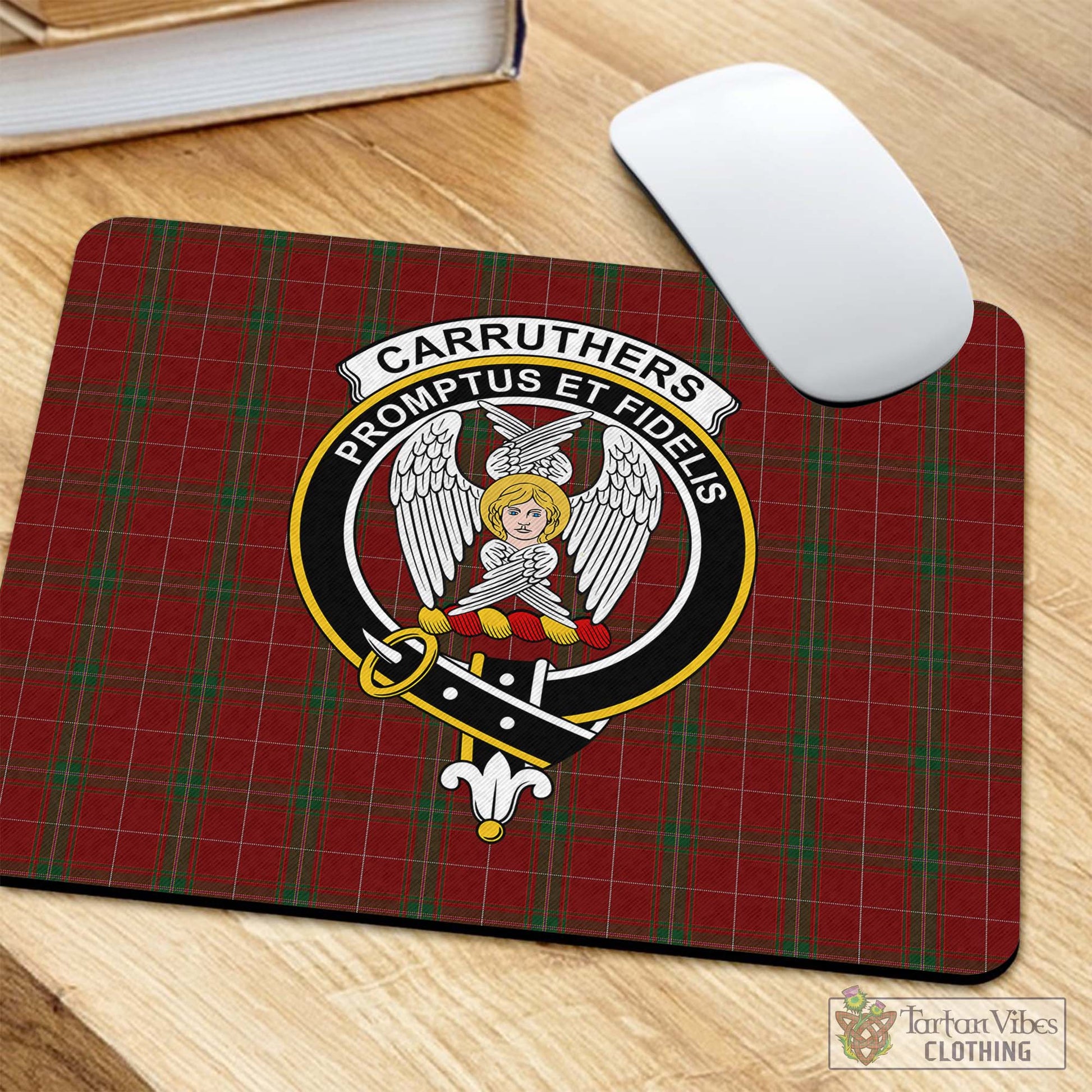 Tartan Vibes Clothing Carruthers Tartan Mouse Pad with Family Crest